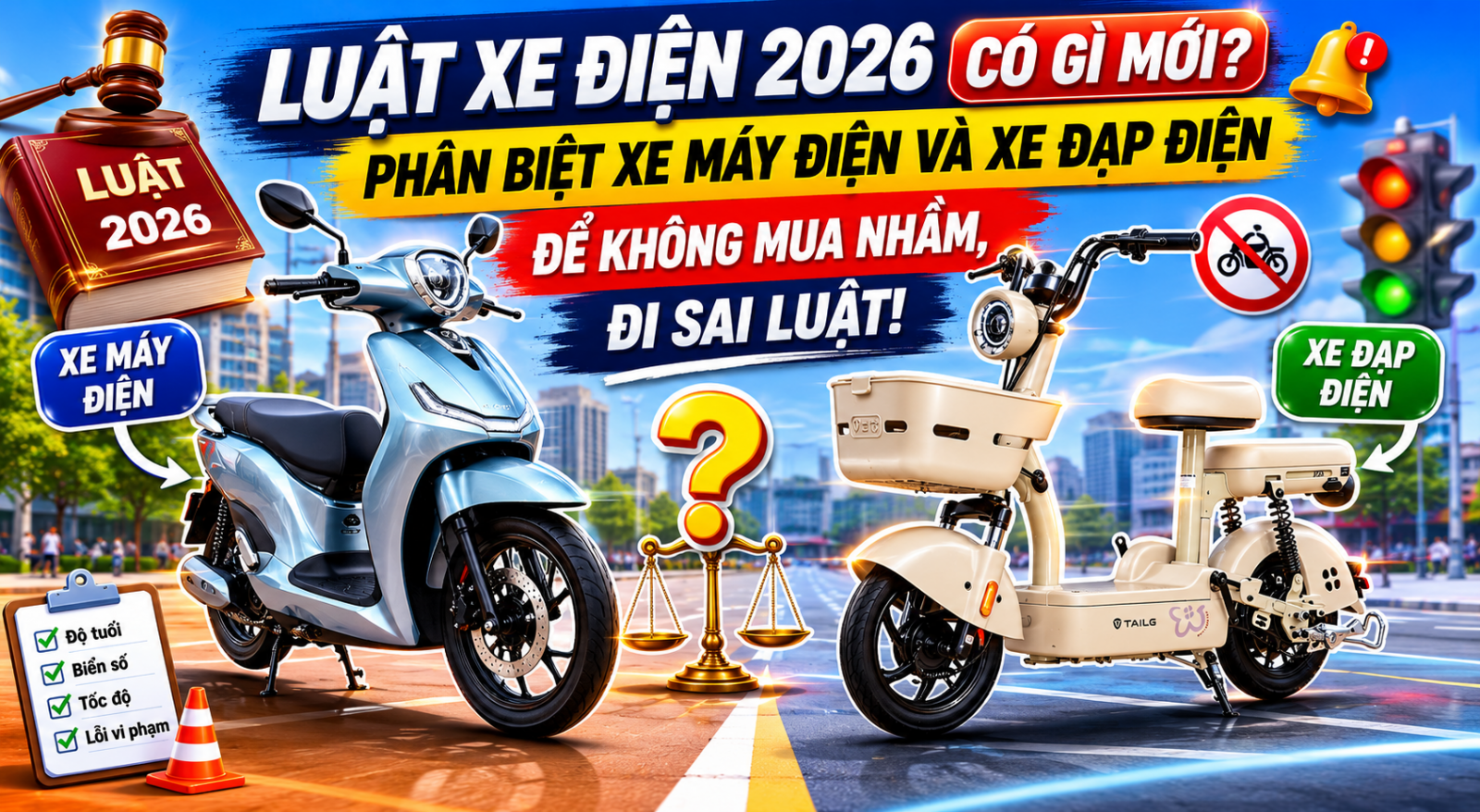 Phân Biệt Xe Máy Điện Và Xe Đạp Điện Để Không Mua Nhầm, Đi Sai Luật