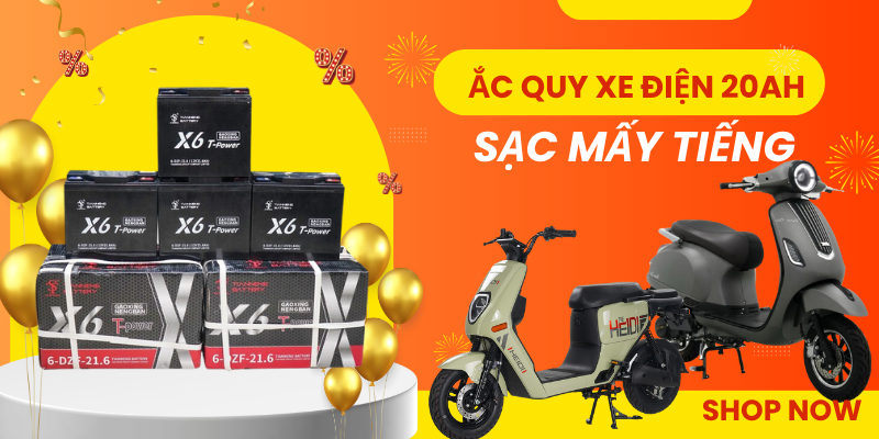 ắc quy xe điện 20Ah sạc mấy tiếng