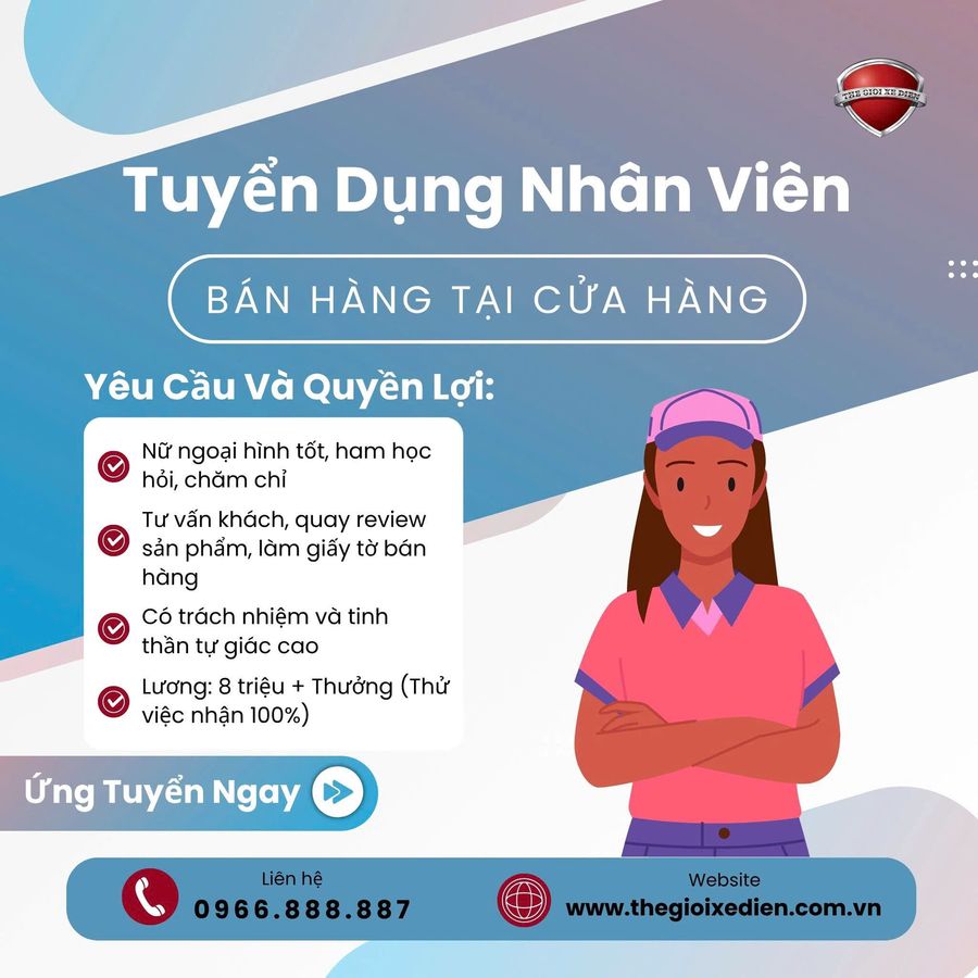 tuyển nhân viên bản hàng tại Thế Giới Xe Điện