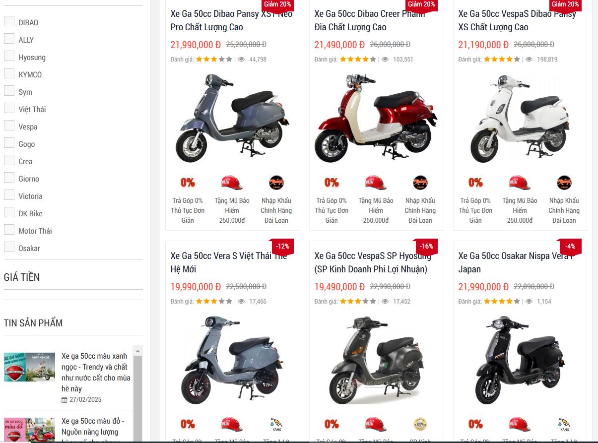 xe ga 50cc là gì? Giá bao nhiêu?