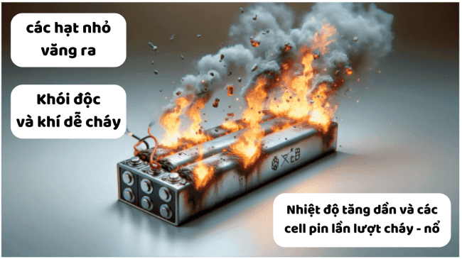Nguy hiểm từ khói và khí độc khi cháy pin lithium-ion