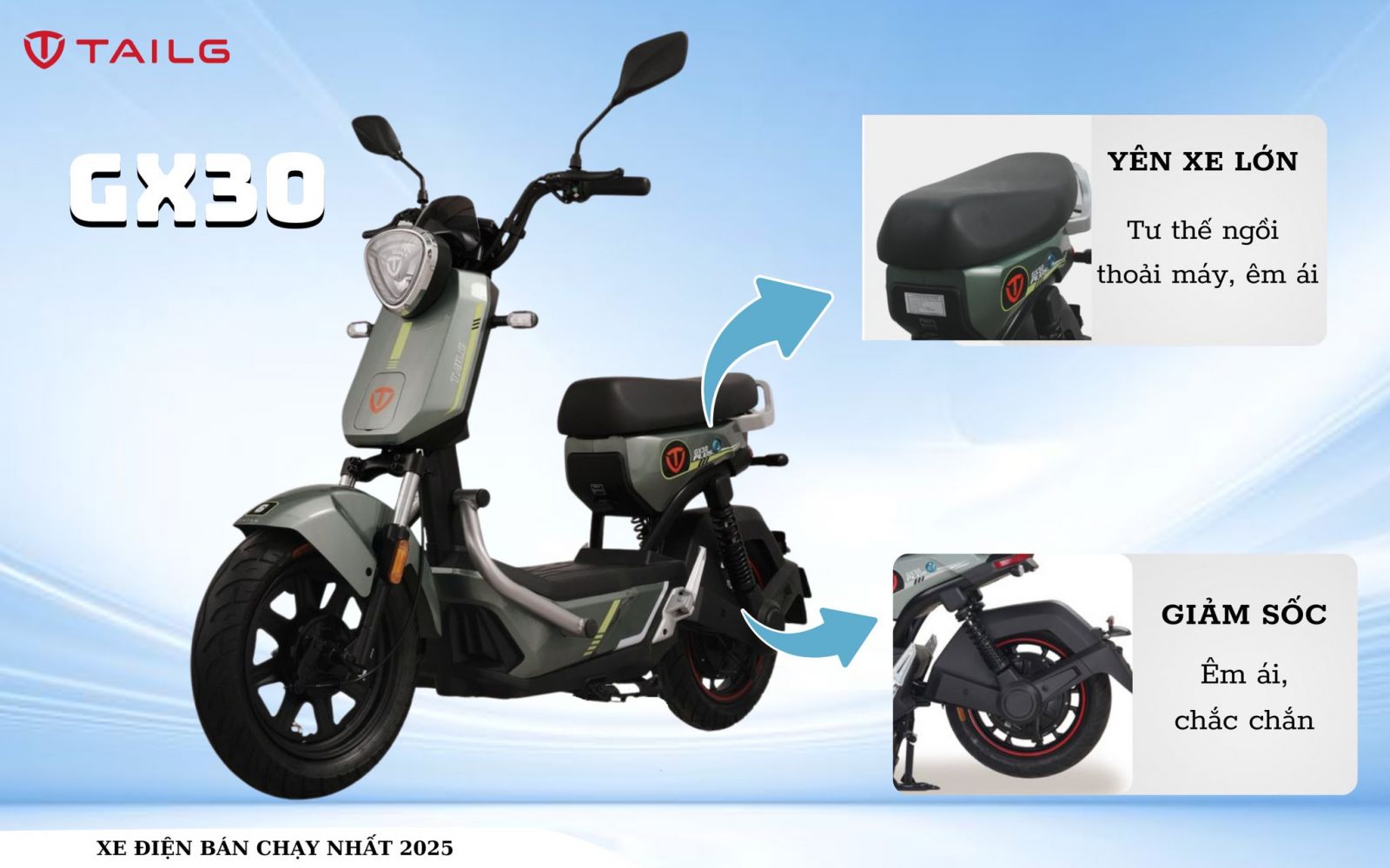 phuộc giảm xóc xe đạp điện tailg gx30