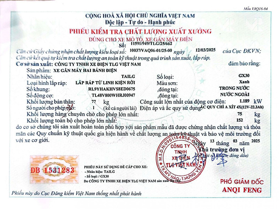 đăng kiểm trên xe tailg gx30