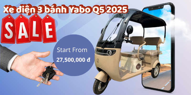 Xe điện 3 bánh Yabo Q5 2025 có mái che 