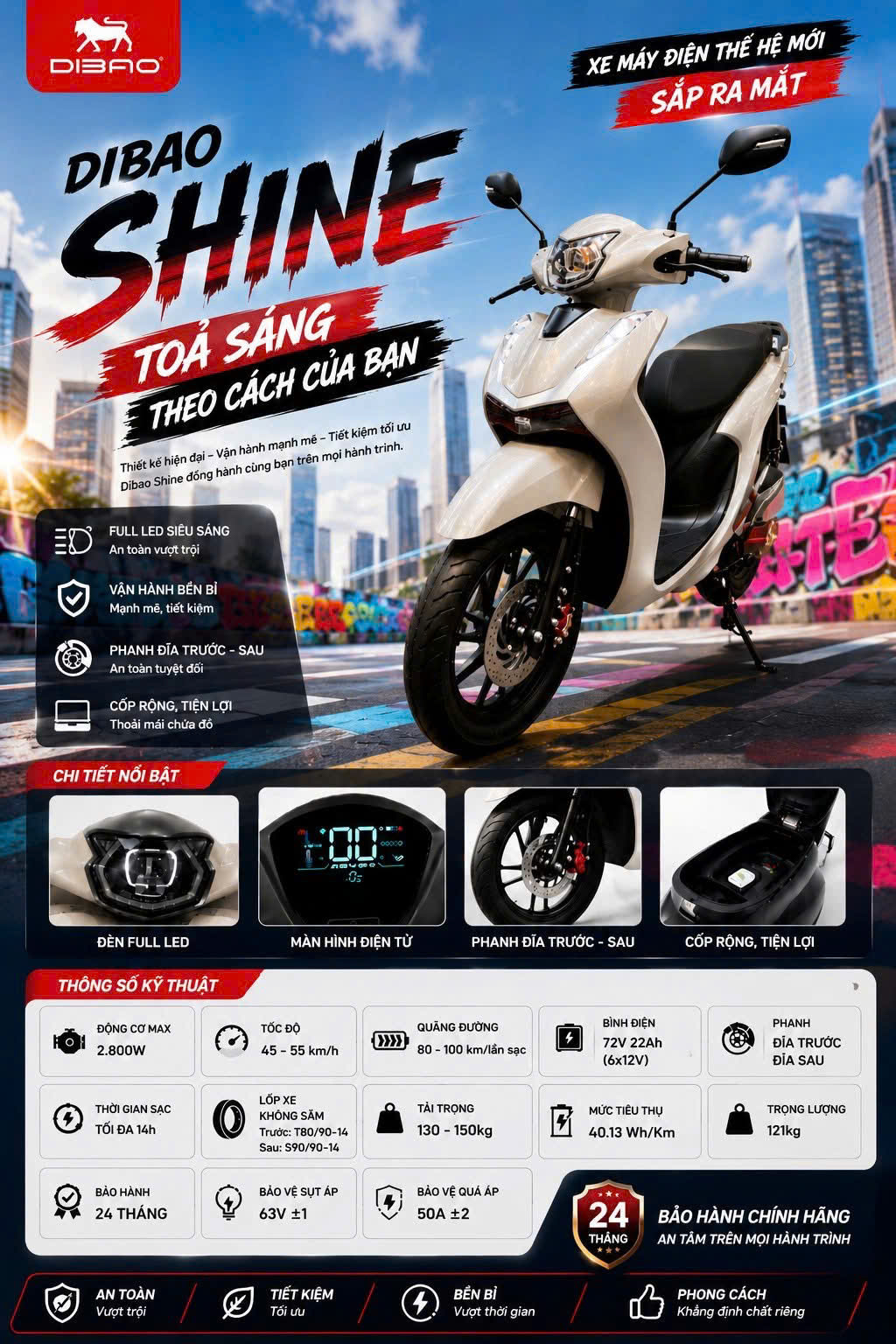 Xe máy điện Dibao Shine dáng SH vừa ra mắt đã có tại Thế Giới Xe Điện