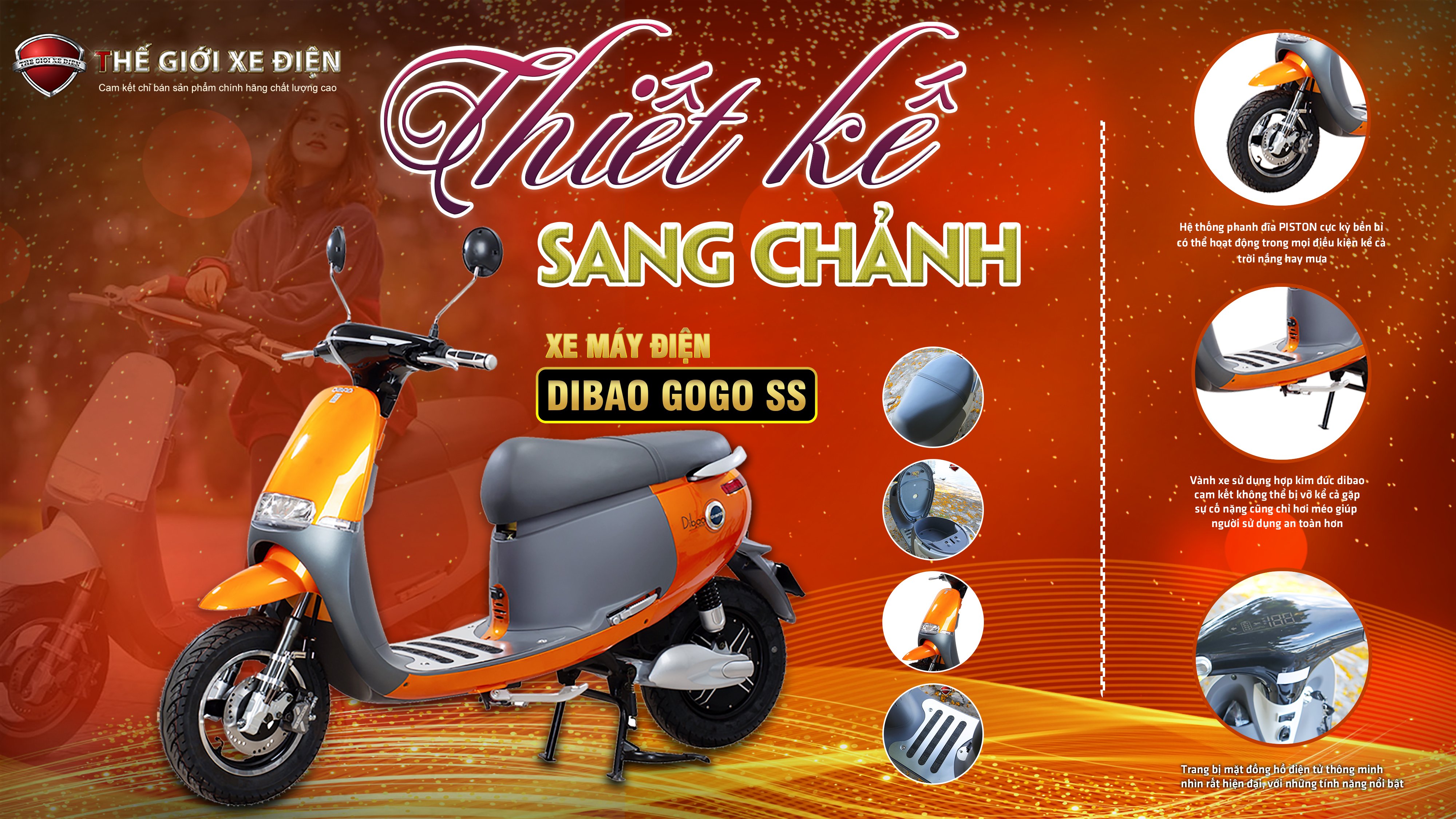 Xe máy điện Dibao Gogo SS càng đúc phanh đĩa