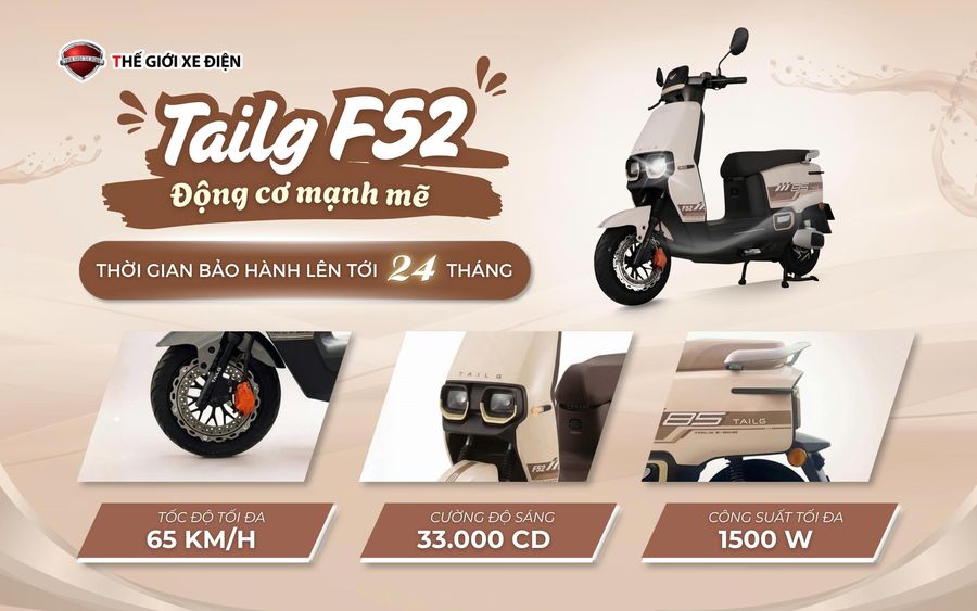 Xe M&aacute;y Điện Tailg Power F52 6 b&igrave;nh 22.3Ah  100km/1 Lần Sạc