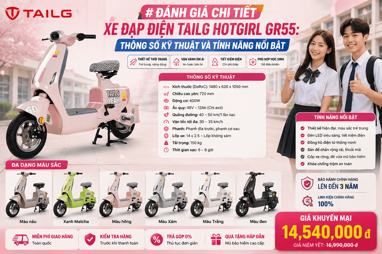 Xe Đạp Điện Tailg Hotgirl GR55