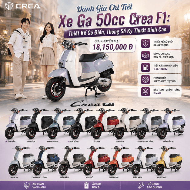 Xe Ga 50cc Crea F1 - Siêu Giảm Giá
