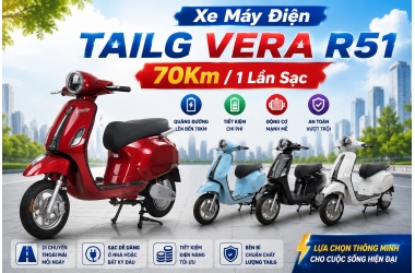 XE MÁY ĐIỆN TAILG VERA R51 70KM/1 LẦN SẠC – NHẸ NHÀNG, TRENDY VÀ CỰC KỲ HỢP PHỐ THỊ 2026