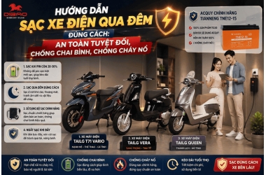 Hướng Dẫn Sạc Xe Điện Qua Đêm Đúng Cách: An Toàn Tuyệt Đối, Chống Chai Bình, Chống Cháy Nổ